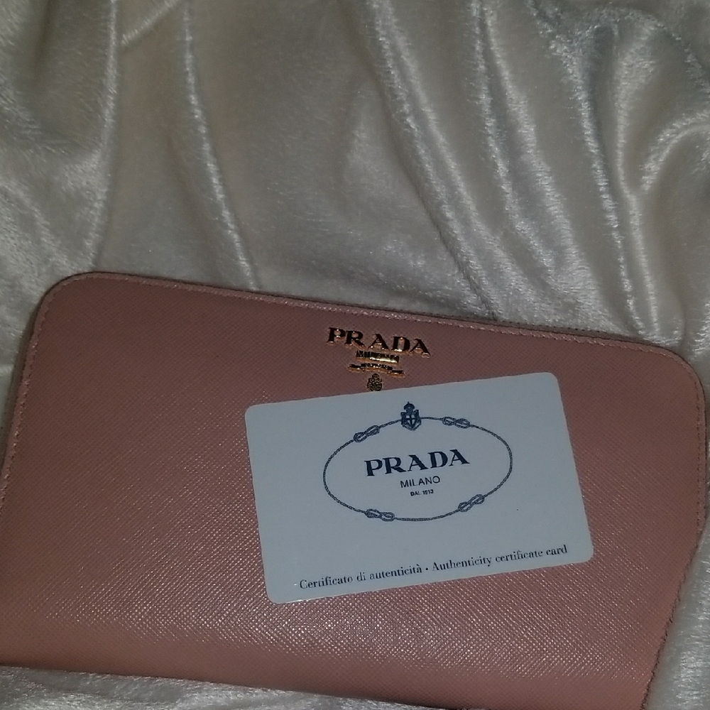 Prada Blush Leather Zip Wallet